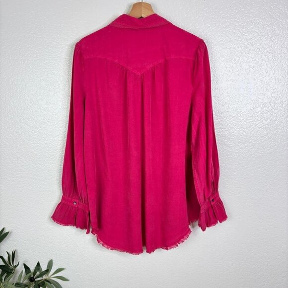 SUNDANCE Suzanna Saddle Western Tunic Top in Cherry Size M - Picture 2 of 4